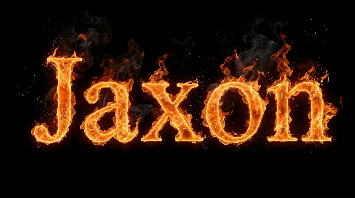 Jaxon rendered with the fire text generator