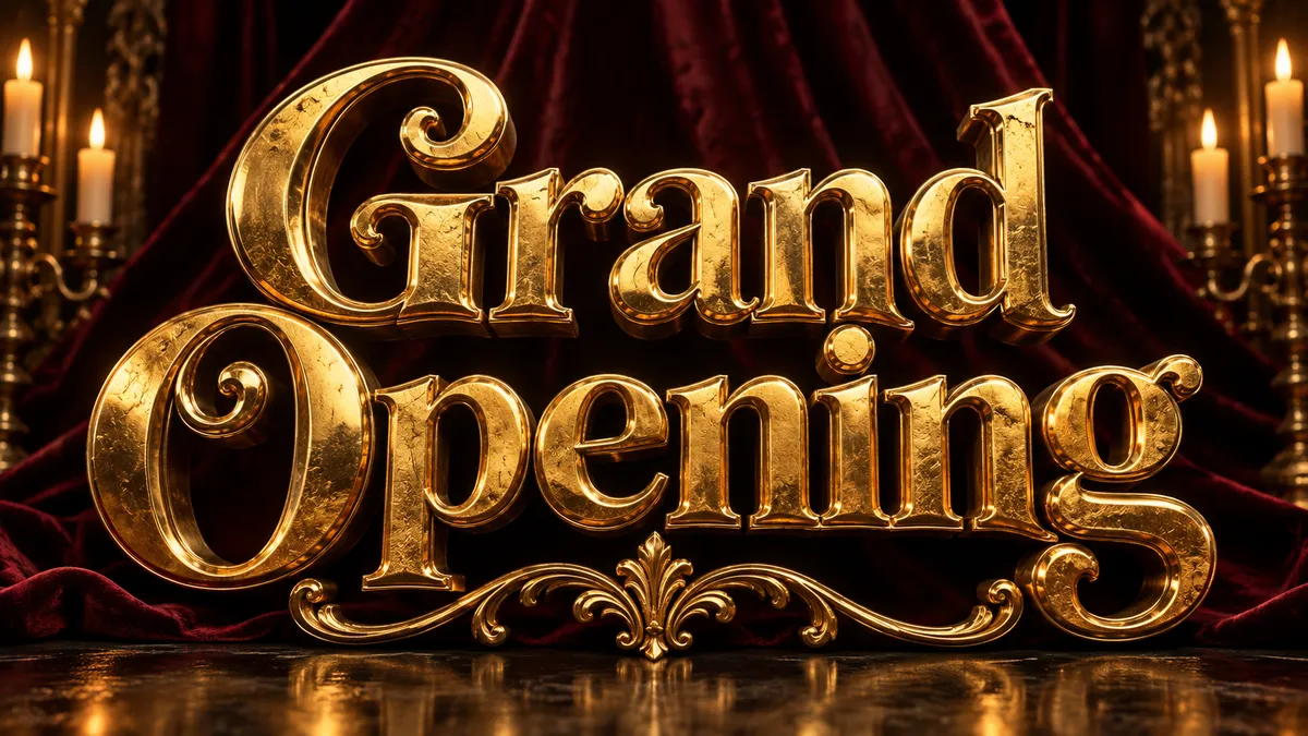 Gold Font Generator sample showing Grand Opening