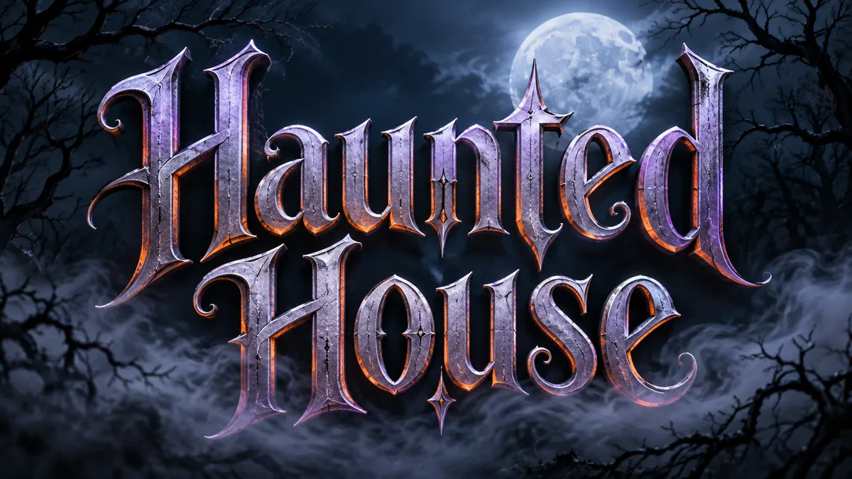 Moonlit Mist: Halloween Font Generator sample showing Haunted House