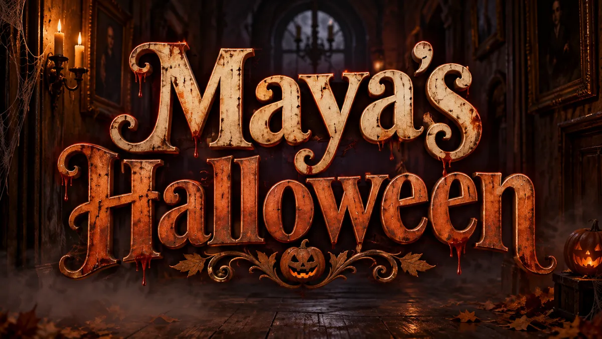 Haunted Drip: Halloween Font Generator sample showing Maya's Halloween