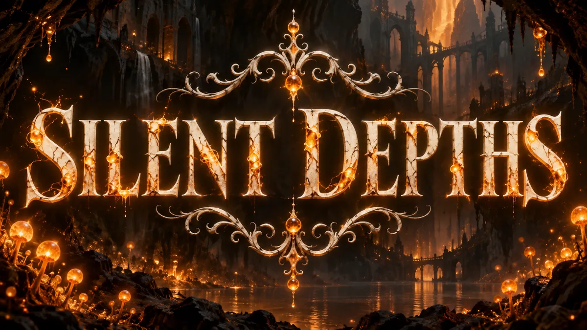 SILENT DEPTHS rendered with the hollow knight font