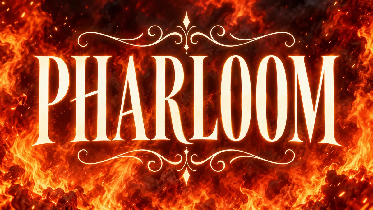 Ember Field: Hollow Knight Silksong Font Generator sample showing PHARLOOM