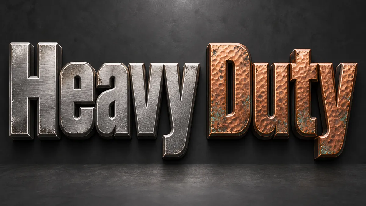 Metallic Text Generator sample showing Heavy Duty