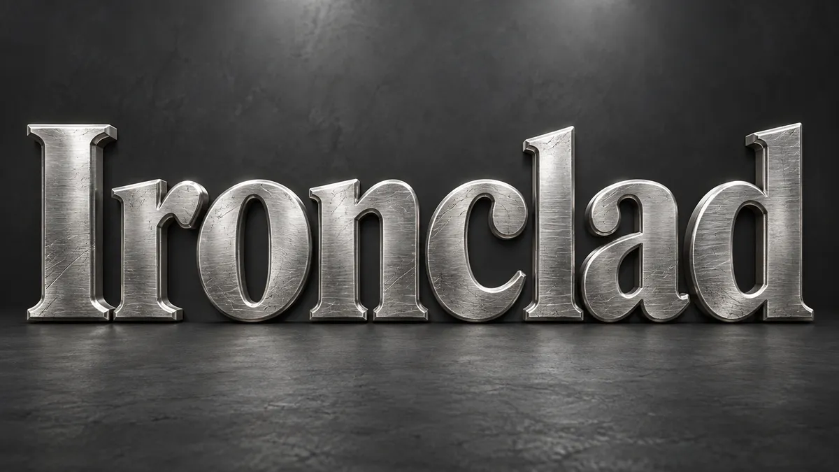 Metallic Text Generator sample showing Ironclad