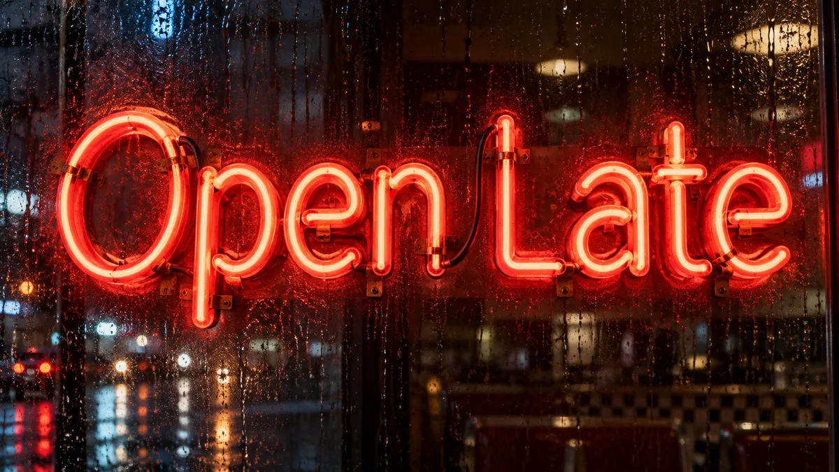 Neon Font Generator sample showing Open Late